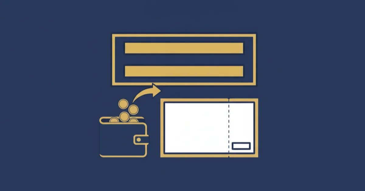 Professional editorial illustration showing a stylised scoreboard with two equal bars, a bet slip and a curved refund arrow returning coins to a wallet, in a flat navy and gold style with no text. Editorial illustration of a football scoreboard showing a level score next to a bet slip with a refund arrow