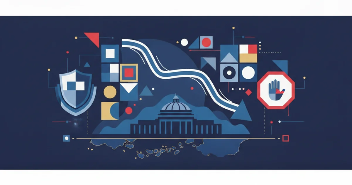 Professional editorial illustration showing a downward gaming-revenue chart, a regulated casino silhouette, electronic gaming motifs and responsible-play controls in a Philippine setting without logos or readable text. Editorial illustration of falling Philippine gaming revenue with regulated casino, electronic gaming and player-protection symbols