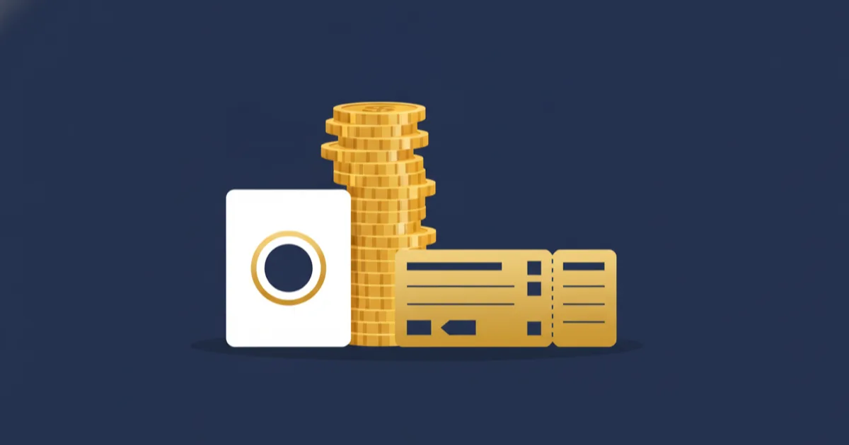 Professional editorial illustration showing a stack of gold coins, a form with a circular zero stamp and a bet slip, arranged on a desk, in a flat navy and gold style with no text. Editorial illustration of a stack of coins beside a tax form stamped with a zero and a betting slip