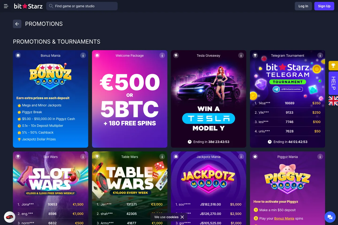BitStarz bonuses and promotions captured from the public website